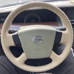 DIY Hand Sewing Steering Wheel Cover Custom Fit For Nissan Teana 2004-07 Stitch On Wrap Interior Accessories