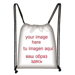 Customise image name on the Personalised drawstring women men causal backpack travel s ladies softback bag 220704