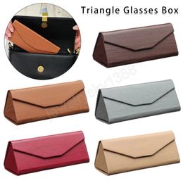 Triangle Glasses Box Candy Solid Color Folding PU Waterproof Strong Magnet Eyewear Case Portable Protective Organizer