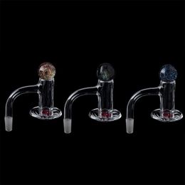 DHL Full Weld Faceted Smoking Quartz Blender Banger Bevelled Edge Nails with Dichro Glass Cap & 2pcs 6mm Ruby Terp Pearls for Glass Bongs Dab Rigs Pipes