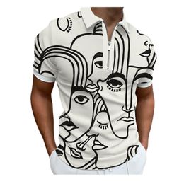 Hot Sell Print Golf Polos T-shirt For Men Slim Fit Zipper Lapel Designer Polyester Cotton Business Casual Polo T Shirt PLS3