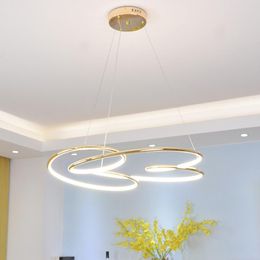 Pendant Lamps Gold Chrome Plating Modern Led Lights Design Living Room Bedroom Office And Kitchen Hanging FixturesPendant