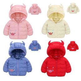 2021 Children Baby Hooded Cotton Down Jackets For Children Jacket Autumn Winter Boy Girl Cartoon Warm Jacket Child Zipper Outerwear 1-5Y J220718