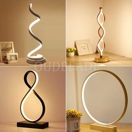 Table Lamps Dimmable LED Spiral Lamp 8 Shaped Desk Bedside Circle Night Light For Home Living Room Bedroom Decor EU/US/AU/UK PlugTable