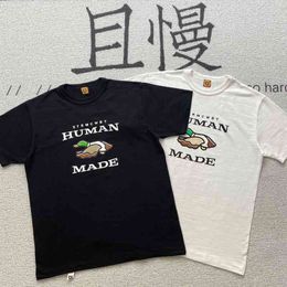 Human Ceiling Made Day Tide Diving Duck Cylinder Slub Cotton Men and Women Loose Short Sleeve Round Neck Couple T-shirt