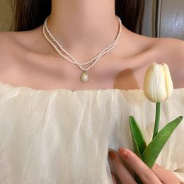 Chokers Ailodo Korean Multilayer Pearl Choker Necklace For Women Elegant Party Wedding Statement Fashion Jewellery Girls GiftChokers
