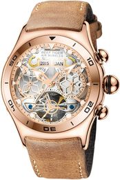 Sport Mens Tourbillon Watch Multi-Functional Rose Gold Skeleton Automatic mechanical Watches