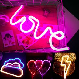 LED Neon Sign SMD2835 Indoor Night Light Love Heart Cloud Lightning Model Holiday Xmas Party Wedding Decorations Table Lamps