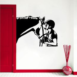 Wall Stickers Horse Rider Sticker Fashion Modern Sports Home Decoration Art Removable Design Ornament Poster Mural LX195Wall StickersWall