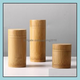 Storage Boxes Bins Home Organization Housekee Garden Bamboo Bottles Jars Wooden Small Bo Dhi0F