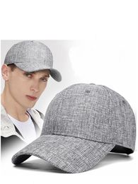 Big Size Deep Faux Linen Baseball Hats Male Summer Outdoors Cool Sun Cap Men Sport Snapback 55-60cm 60-66cm
