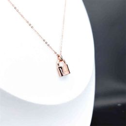 1:1 925 Sterling Silver Necklace For Women Solid Colour Lock Pendant Ladies Party Luxury Brand T Jewellery Gift 3 Colours G220510