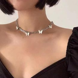 Chokers Fashion Hip Hop Butterfly Pendant Necklace Cuban Chain Jewelry Gifts For Women Statement Choker Necklaces JewelryChokers Godl22