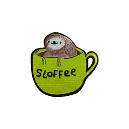 Sloth Coffee Cartoon Sewing Notions Embroidery Patches Animal Iron On For Clothing Shirt Hats Bags Custom Patch