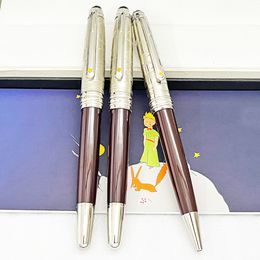 YAMALANG Luxury Pen Meistar Petit Prince Writing Roller ball Ballpoint Fountain pens Brown and Silver Pilot Carving Cap with Serial Number