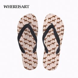 whereisart 3D Horse Print Donna Estate Infradito Casual Pantofole da spiaggia Sandalo Flipflop per le donne Pantofole Scarpe di gomma femminili O8Ww #