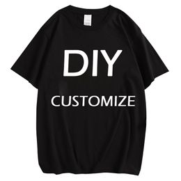 CLOOCL 100 Cotton DIY T shirts 3D Print Black Tops Cartoon Brand Picture Design Custom Pullovers XS 7XL 220707