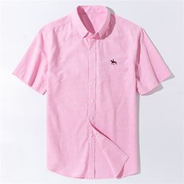 Summer Short Sleeve Turndown Collar Regular Fit Oxford Fabric 100 Cotton Excellent Comfortable Business Men Casual Shirts LJ200925