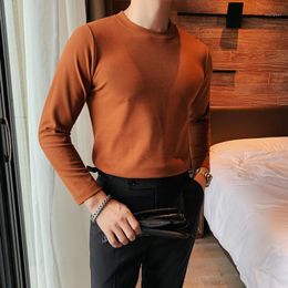 Men's T-Shirts 2022 Autumn Winter Men T-shirt Keep Warm Round Neck Bottoming Shirt Long Sleeve Slim Casual Business Tee Tops Clothing