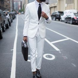 Men's Suits & Blazers 2022 Autumn Fashion Handsome Classic Formal Men White Solid Colour Suit Slim Wedding Dinner Groom Wear Business Casual