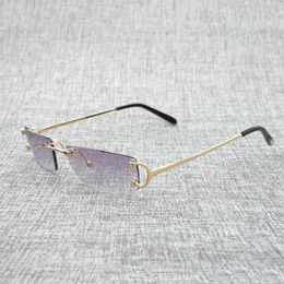 wire frame sunglasses UK - Sunglasses Vintage Small Lens C Wire Men Rimless Square Sun Glasses Women For Outdoor Club Clear Frame Oculos Shades2596