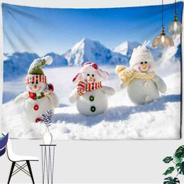 Christmas Small Snow Doll Wall Carpet Kawaii Hanging Cute Landscape Anime Illustration Home Dedoom Living Room Decor J220804