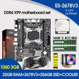 Motherboards Motherboard Processor And Memory Kit Xeon 2678 V3 16GB 2 32GB RAM GTX1060 3GB Graphics Card 256GB M.2 SSD With CPU FAN SETMothe