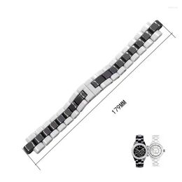 Watch Bands High Quality Pearl Ceramic Watchband For J12 Female And Male Fashion 16mm 19mm White Between Black WristbandWatch Hele22