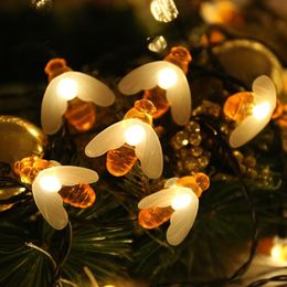 Strings Battery Powered Cute Honey Bee LED Fairy Light 20leds 50leds Outdoor Garten Zaun Terrasse Weihnachten Girland