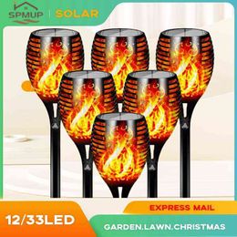 Solar Flame Light Automatic Switch Outdoor Waterproof Garden Led Lighting For Lawn Patio Pathway Wedding Party Decoration Lighting J220531