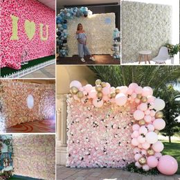 Decorative Flowers & Wreaths Silk Rose Flower Wall Wedding Decoration For Baby Shower Birthday Party Decor Artificial BackdropsDecorative