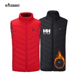 MAZEROUT Size s-4XL Men Autumn Winter Flexible Electric Thermal Waistcoat Outdoor USB Infrared Heating Vest Woman Cold Days 201127