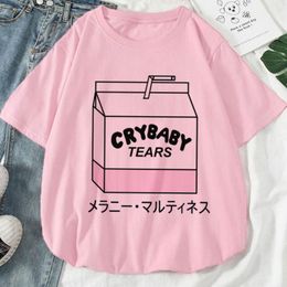 T-Shirt da donna Rosa Taglie forti Tshirt Donna 2022 Summer Milk Carton Print Lady Casual Tops Harajuku Cute Short Sleeve O-Neck Tees