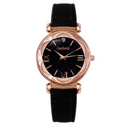 Wristwatches Women's Watches Luxury Personality Romantic Starry Sky Wristwatch Leather Strap Crystal Ladies Watch Simple GiftWristwatche