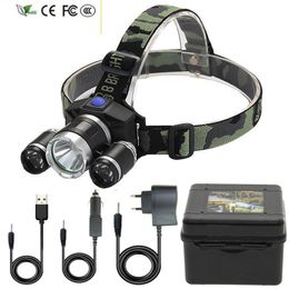 New Built-in Battery XL-2304 LED Headlamp Rechargeable 3 LED Headlamp Waterproof Headlamp Flashlight Q5 Lithium Ion 4 Modes Camping