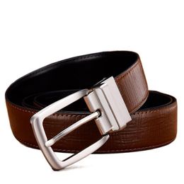 Belts Reversible Genuine Leather Men Pin Buckle Belt High Quality Formal Business Fashion Male Black Brown Navy BlueBelts