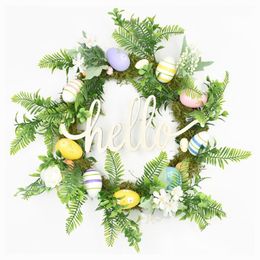 Decorative Flowers & Wreaths Garland Artificial Flower Spring Festival Ornaments Easter Wreath Berries Wall Hanging Christmas Pastel Eggs Kn