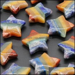 Arts And Crafts Arts Gifts Home Garden 30Mm Rainbow 7 Chakra Stone Carving Star Shape Crystal Healing Meditation Decoratio Dhcox