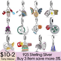 925 Silver Fit Pandora stitch Bead Dog Elephant Motorcycle Bracelet Charm Beads Dangle DIY Jewellery Accessories