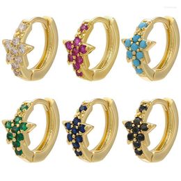 Hoop & Huggie Gold Silver Colour Star Earrings Elegant Women CZ Stone Small Women's Jewellery Wholesale VE638Hoop Kirs22