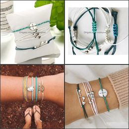 Charm Bracelets Jewelry 2021 Trendy Woven For Woman And Men Mticolor Atrovirens The Compass Shape Mountain Polygon Mti-Layer Bracelet Drop D