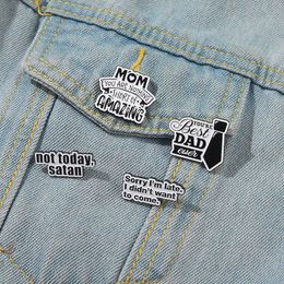 Personalised cartoon new letter alloy Brooch mom dad black and white simple metal decoration Badge