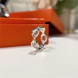 Design nose ring letter rings love 925 sterling silver plated 18k gold glossy Original Velvet Bag