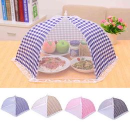 1PC 1pc Kitchen Folded Mesh Food Cover Anti Fly Mosquito Umbrella Hygiene Grid Style Food Dish Cover BBQ Picnic Kitchenware Y220526