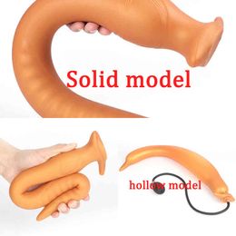 Nxy Anal Toys Sex Shop New Silicone Hollow Plug Long Big Butt Huge Inflatable Vagina Anus Dilator Adult for Men Women Gay 220506