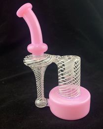 Biao glass smoking pipes rbr2.0 style recycle with solid pink and white stripe 14mm joint