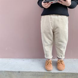 Winter warm thick corduroy casual pants Boys girls 3 colors soft fleece lining casual trousers LJ201127
