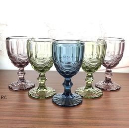New Retro Vintage Relief Red Wine Cup Engraving Embossment Glass Household Juice Drink Champagne Goblet Assorted Goblets by sea GCA13106
