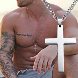 Pendant Necklaces Vintage Silver Cross Necklace Men Women Religion Charms Stainless Steel Chain Choker JewelryPendant