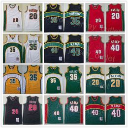 kevin durant UK - Men Basketball Gary Payton Mitchell and Ness Jersey 20 Kevin Durant 35 Shawn Kemp 40 Retro Black Green White Red Yellow Team All Stitched Vi
